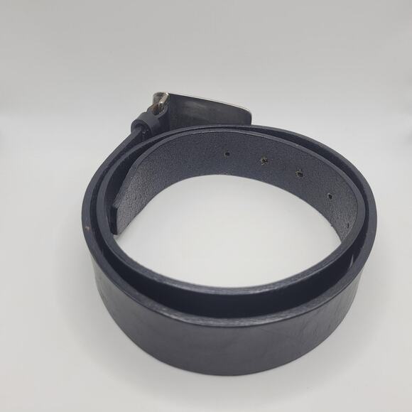 VTG Calvin Klein Jeans Belt Mens Large Black Leather 90s Y2K Chunky Minimalist - Picture 3 of 7